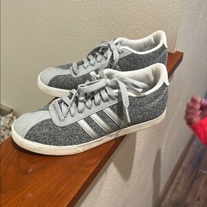Gray and White Adidas Sneakers